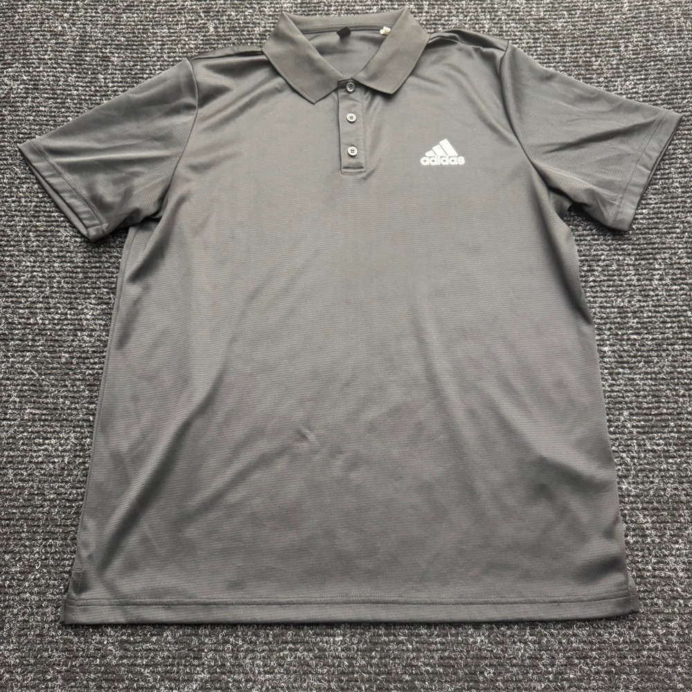 Adidas Mens Short Sleeve Polo Shirt Gray Performance Golf Athletic Top Large